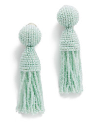 Boucles d'oreilles ornées de perles vert menthe Oscar de la Renta