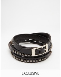 Bracelet en cuir à clous noir Reclaimed Vintage