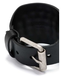 Bracelet en cuir à clous noir Moschino