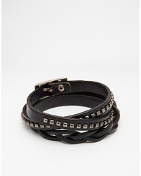 Bracelet en cuir à clous noir Reclaimed Vintage