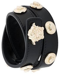 Bracelet en cuir à clous noir Versace