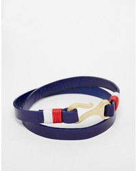 Bracelet en cuir bleu marine Asos
