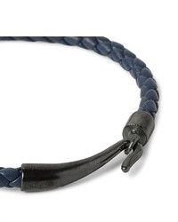 Bracelet en cuir bleu marine Bottega Veneta