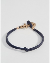 Bracelet en cuir bleu marine Icon Brand