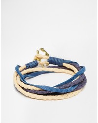 Bracelet en cuir bleu Asos