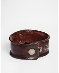 Bracelet en cuir marron foncé Reclaimed Vintage