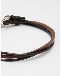 Bracelet en cuir marron foncé Seven London