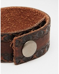 Bracelet en cuir marron foncé Reclaimed Vintage