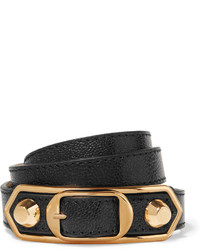 Bracelet en cuir noir et doré Balenciaga