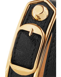 Bracelet en cuir noir et doré Balenciaga