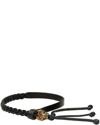 Bracelet en cuir noir Alexander McQueen
