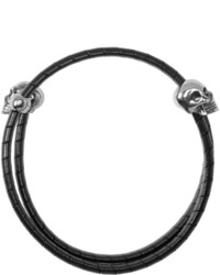 Bracelet en cuir noir Alexander McQueen