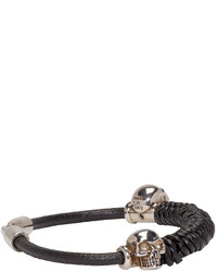 Bracelet en cuir noir Alexander McQueen