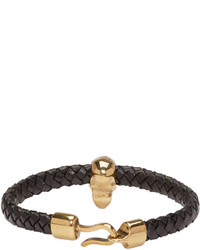 Bracelet en cuir noir Alexander McQueen