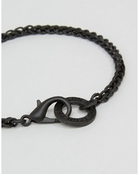 Bracelet en cuir noir Icon Brand