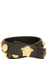 Bracelet en cuir noir Versace