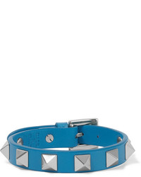 Bracelet en cuir orné bleu