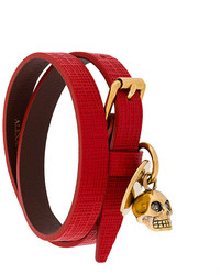 Bracelet en cuir rouge Alexander McQueen