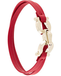 Bracelet en cuir rouge Salvatore Ferragamo