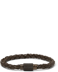 Bracelet en cuir tressé marron foncé Polo Ralph Lauren