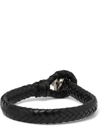 Bracelet en cuir tressé noir Alexander McQueen