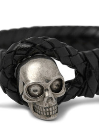 Bracelet en cuir tressé noir Alexander McQueen
