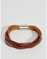 Bracelet en cuir tressé tabac Reclaimed Vintage