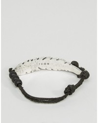 Bracelet en daim noir Icon Brand