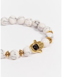 Bracelet orné de perles blanc Reclaimed Vintage