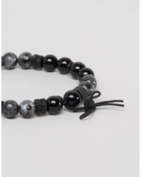 Bracelet orné de perles gris foncé Icon Brand