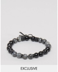 Bracelet orné de perles gris foncé Icon Brand