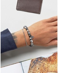 Bracelet orné de perles gris Icon Brand