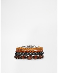 Bracelet orné de perles marron Asos
