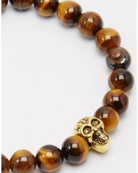 Bracelet orné de perles marron Reclaimed Vintage