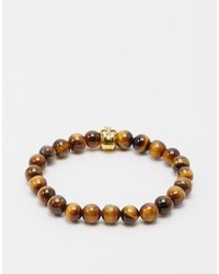 Bracelet orné de perles marron Reclaimed Vintage