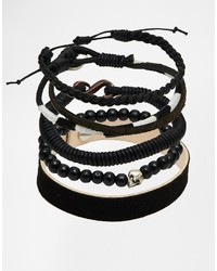 Bracelet orné de perles noir Asos