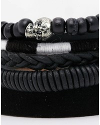 Bracelet orné de perles noir Asos