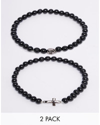 Bracelet orné de perles noir Simon Carter