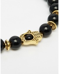 Bracelet orné de perles noir Reclaimed Vintage