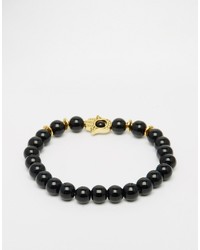 Bracelet orné de perles noir Reclaimed Vintage
