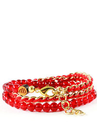 Bracelet orné de perles rouge