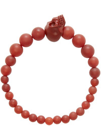 Bracelet orné de perles rouge Alexander McQueen