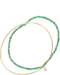 Bracelet orné de perles vert menthe