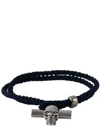 Bracelet tressé bleu marine Alexander McQueen