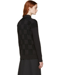 Cardigan à carreaux noir Junya Watanabe