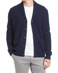 Cardigan à col châle en tricot bleu marine