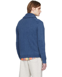 Cardigan à col châle en tricot bleu Polo Ralph Lauren