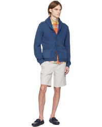 Cardigan à col châle en tricot bleu Polo Ralph Lauren