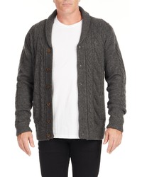 Cardigan à col châle en tricot gris foncé