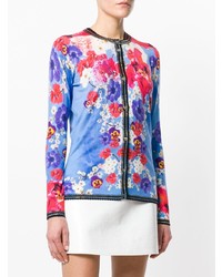 Cardigan à fleurs bleu Roberto Cavalli